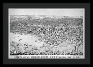 Old Birds Eye View Map Of Chicago 1879 - Framed Print