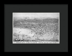 Old Birds Eye View Map Of Chicago 1879 - Framed Print