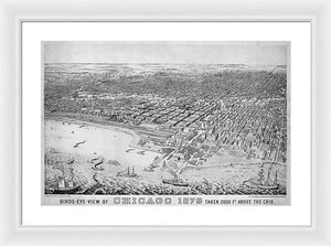 Old Birds Eye View Map Of Chicago 1879 - Framed Print