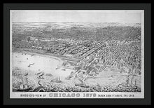 Load image into Gallery viewer, Old Birds Eye View Map Of Chicago 1879 - Framed Print