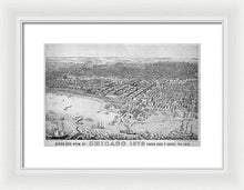 Load image into Gallery viewer, Old Birds Eye View Map Of Chicago 1879 - Framed Print