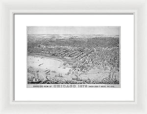 Old Birds Eye View Map Of Chicago 1879 - Framed Print