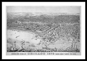 Old Birds Eye View Map Of Chicago 1879 - Framed Print