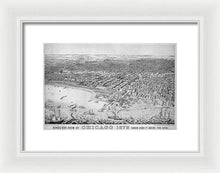 Load image into Gallery viewer, Old Birds Eye View Map Of Chicago 1879 - Framed Print