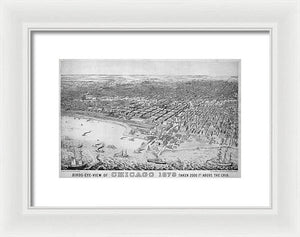 Old Birds Eye View Map Of Chicago 1879 - Framed Print