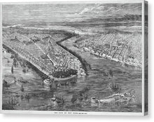 Load image into Gallery viewer, Old Map Of Birds Eye View Of New York City 1855 - Canvas Print