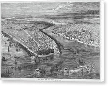 Load image into Gallery viewer, Old Map Of Birds Eye View Of New York City 1855 - Canvas Print