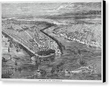 Load image into Gallery viewer, Old Map Of Birds Eye View Of New York City 1855 - Canvas Print