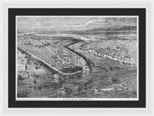 Load image into Gallery viewer, Old Map Of Birds Eye View Of New York City 1855 - Framed Print