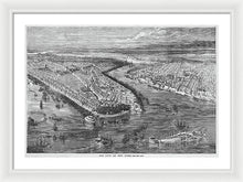 Load image into Gallery viewer, Old Map Of Birds Eye View Of New York City 1855 - Framed Print