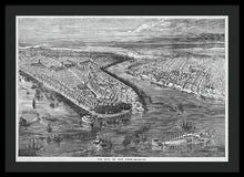 Load image into Gallery viewer, Old Map Of Birds Eye View Of New York City 1855 - Framed Print