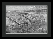 Load image into Gallery viewer, Old Map Of Birds Eye View Of New York City 1855 - Framed Print