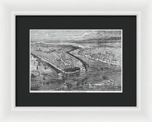 Load image into Gallery viewer, Old Map Of Birds Eye View Of New York City 1855 - Framed Print