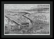 Load image into Gallery viewer, Old Map Of Birds Eye View Of New York City 1855 - Framed Print