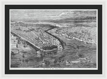 Load image into Gallery viewer, Old Map Of Birds Eye View Of New York City 1855 - Framed Print