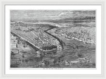 Load image into Gallery viewer, Old Map Of Birds Eye View Of New York City 1855 - Framed Print