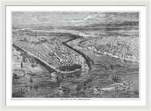 Load image into Gallery viewer, Old Map Of Birds Eye View Of New York City 1855 - Framed Print