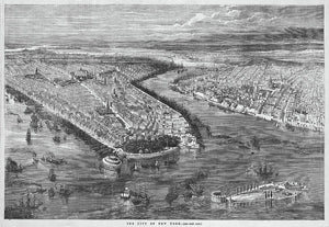 Birds Eye View Of New York City 1855 - Art Print