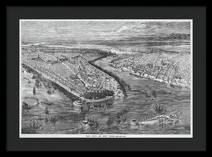 Old Map Of Birds Eye View Of New York City 1855 - Framed Print