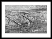 Load image into Gallery viewer, Old Map Of Birds Eye View Of New York City 1855 - Framed Print