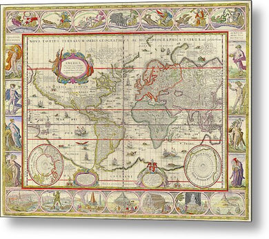 Blaeu World Map  - Metal Print