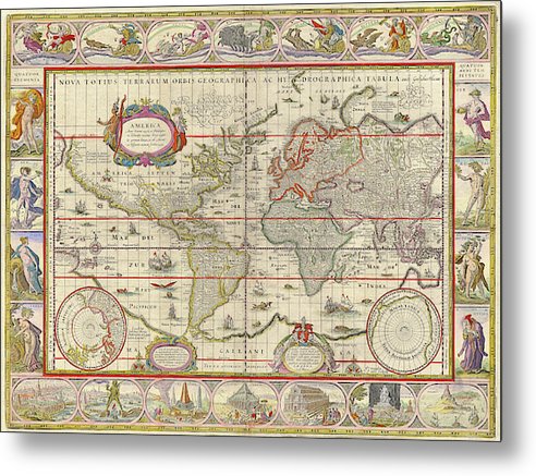 Blaeu World Map  - Metal Print