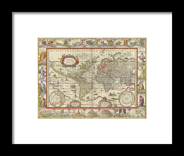 Old World Map  - Framed Print