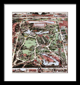 Old Map Of Central Park 1860 - Framed Print