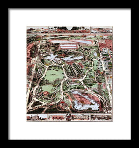 Old Map Of Central Park 1860 - Framed Print