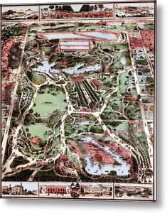 Old Map Of Central Park 1860 - Metal Print