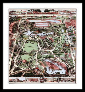 Old Map Of Central Park 1860 - Framed Print