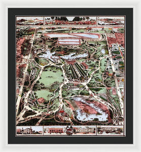 Old Map Of Central Park 1860 - Framed Print