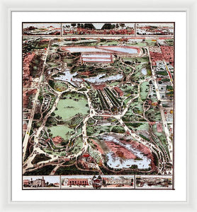 Old Map Of Central Park 1860 - Framed Print