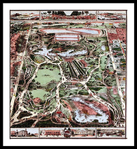 Old Map Of Central Park 1860 - Framed Print