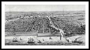 Old Map Of Chicago In 1853 - Framed Print