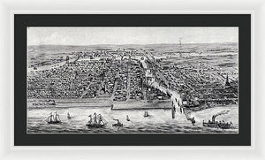 Old Map Of Chicago In 1853 - Framed Print