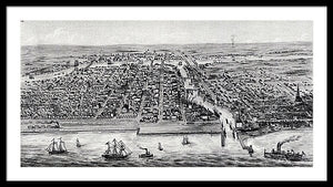 Old Map Of Chicago In 1853 - Framed Print