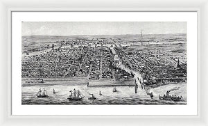 Old Map Of Chicago In 1853 - Framed Print