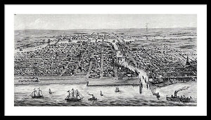 Old Map Of Chicago In 1853 - Framed Print