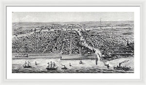 Old Map Of Chicago In 1853 - Framed Print