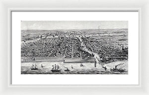 Old Map Of Chicago In 1853 - Framed Print