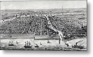 Old Map Of Chicago In 1853 - Metal Print