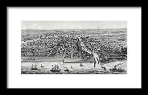 Old Map Of Chicago In 1853 - Framed Print