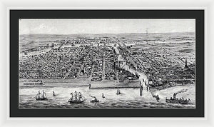 Old Map Of Chicago In 1853 - Framed Print