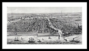 Old Map Of Chicago In 1853 - Framed Print