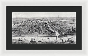 Old Map Of Chicago In 1853 - Framed Print