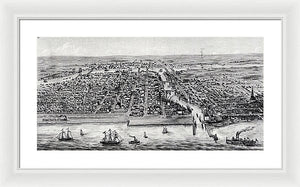 Old Map Of Chicago In 1853 - Framed Print