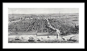 Old Map Of Chicago In 1853 - Framed Print