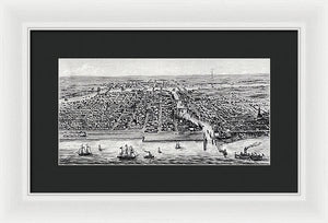 Old Map Of Chicago In 1853 - Framed Print