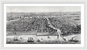 Old Map Of Chicago In 1853 - Framed Print